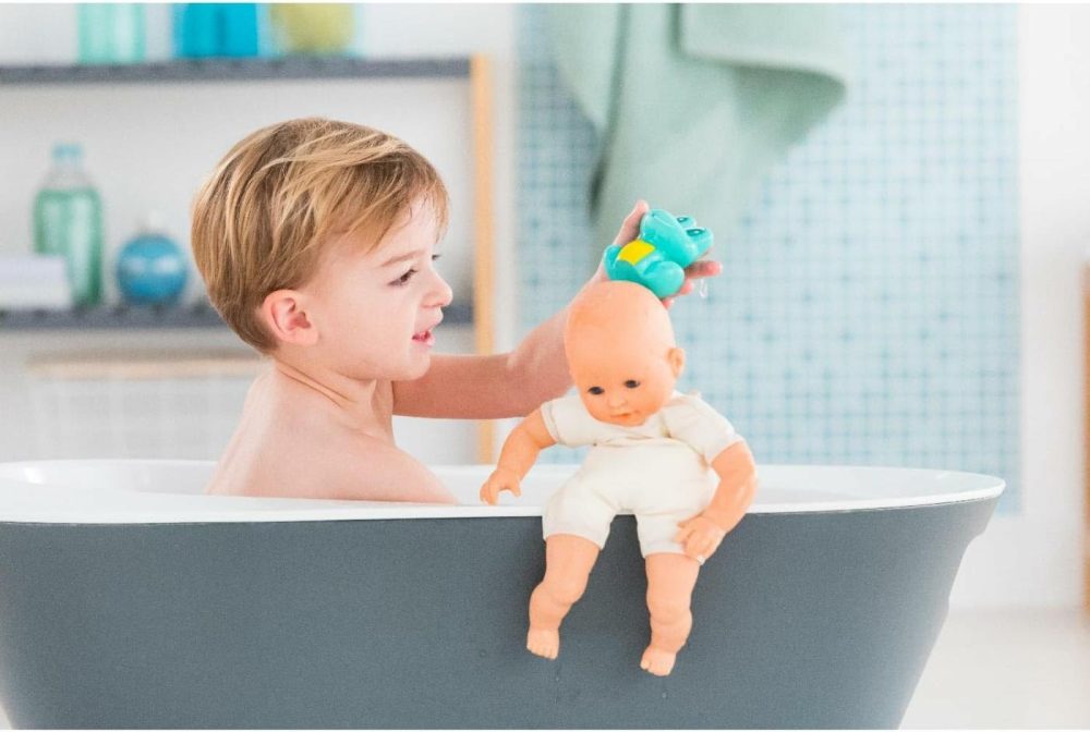 Bebe Bath Marin Baby Doll – 12″ Soft-Body With Rubber Frog Toy  Safe For Water Play In Bathtub Or Pool  Vanilla-Scented – For Kids Sges 18 Months And Up  |  Bath Toys All Toys Bath Toys