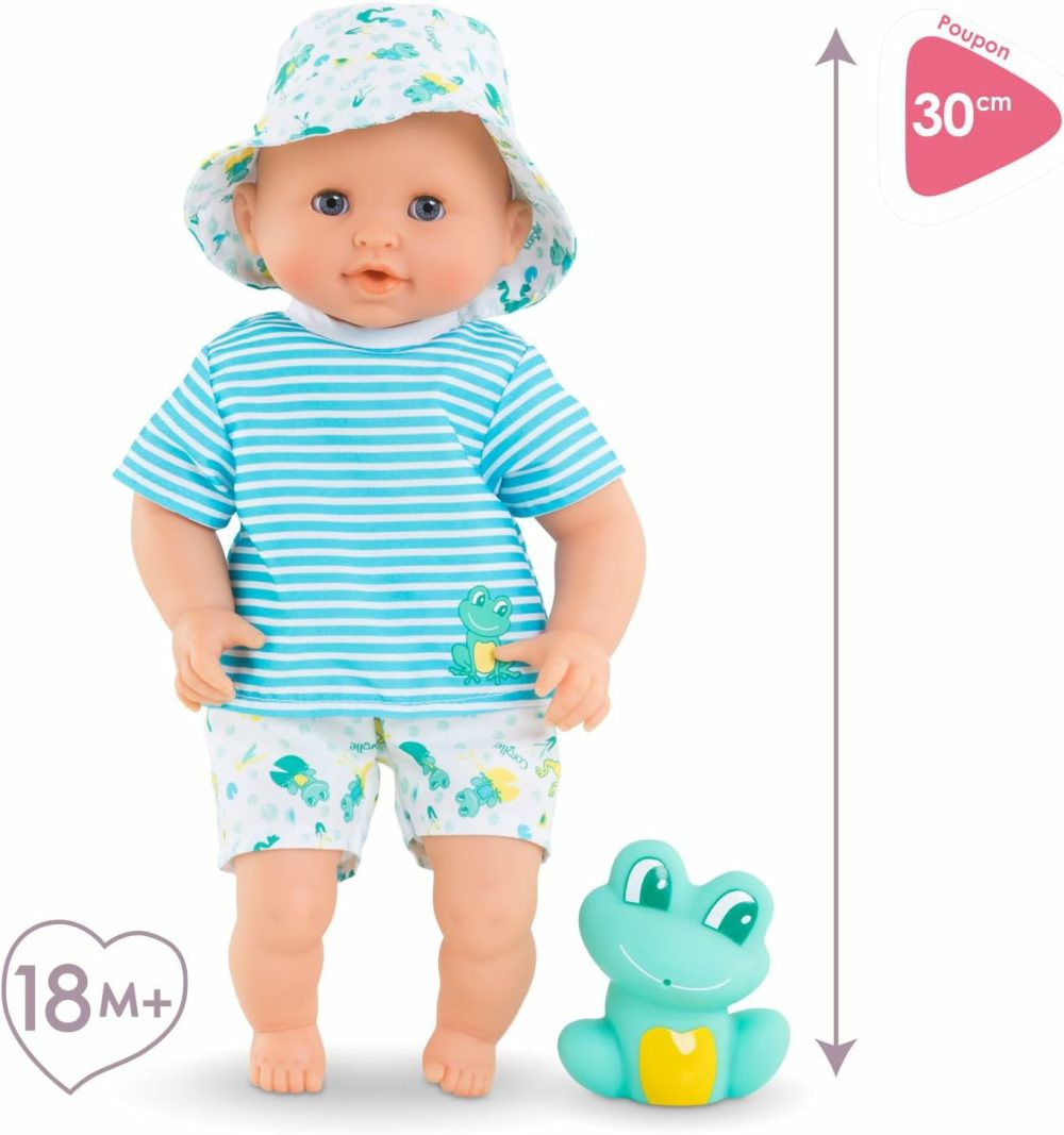 Bebe Bath Marin Baby Doll – 12″ Soft-Body With Rubber Frog Toy  Safe For Water Play In Bathtub Or Pool  Vanilla-Scented – For Kids Sges 18 Months And Up  |  Bath Toys All Toys Bath Toys