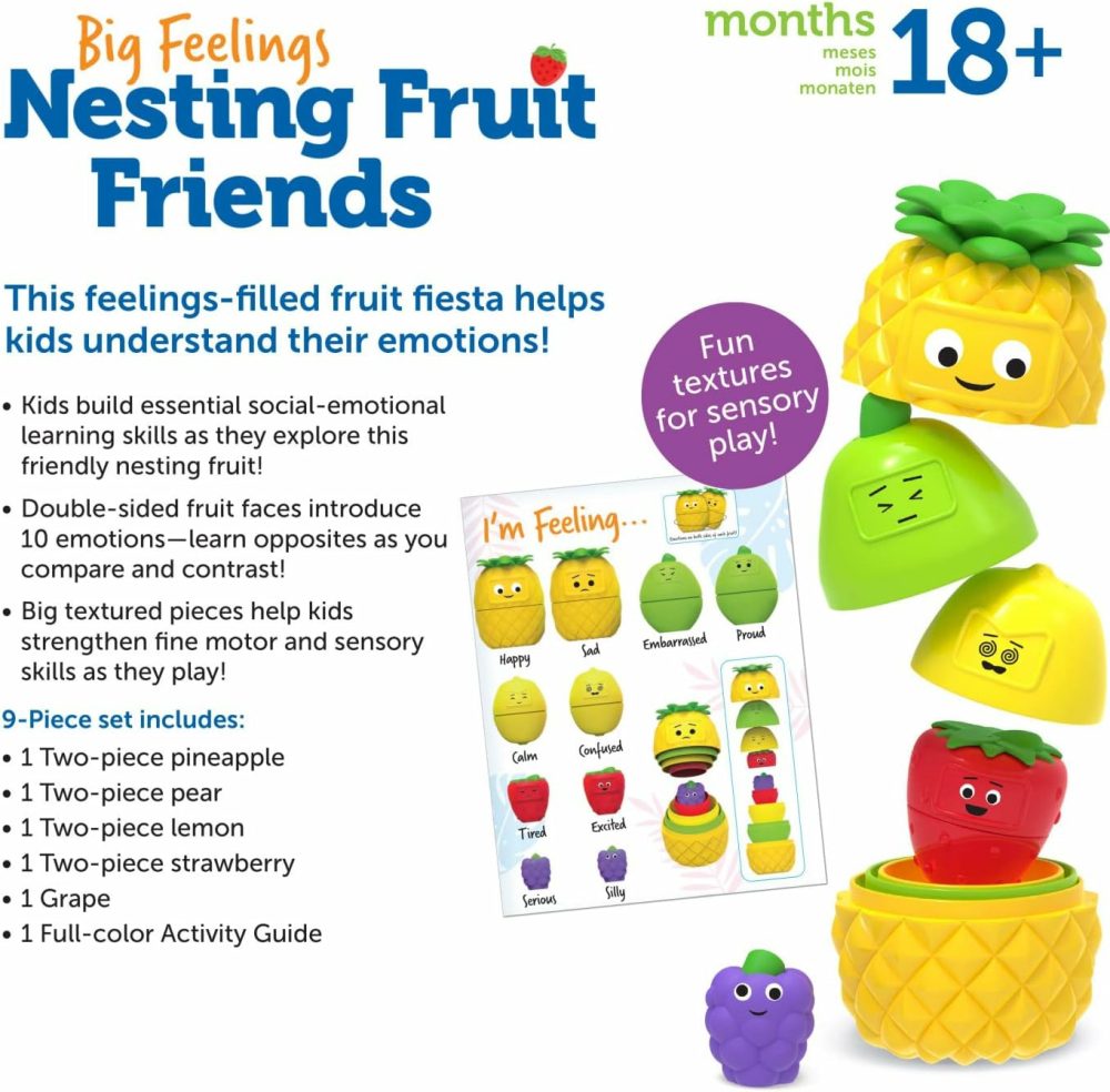 Big Feelings Nesting Fruit Friends  9 Pieces  Ages 18+ Months  Social Emotional Learning Toys  Sensory Toys  Speech Therapy Materials  |  Sorting & Stacking Toys All Toys Sorting & Stacking Toys