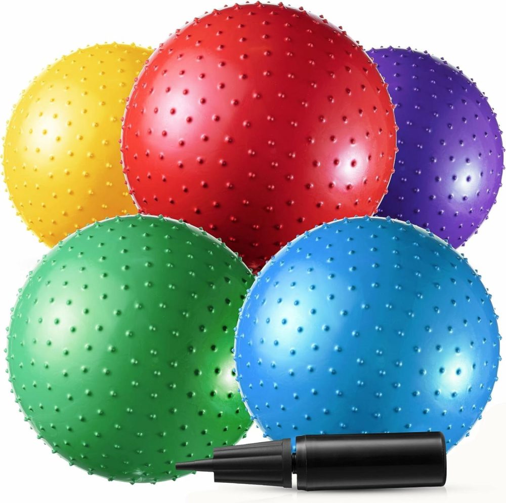 Big Knobby Bouncy Balls  Fun For Toddlers And Kids – Plus Added Hand Air Pump  Sensory Spiky Stress Balls Great For Tactile  Fidget Toys  And Party Favors  Pack Of 5  18 Inch  |  Balls All Toys Balls