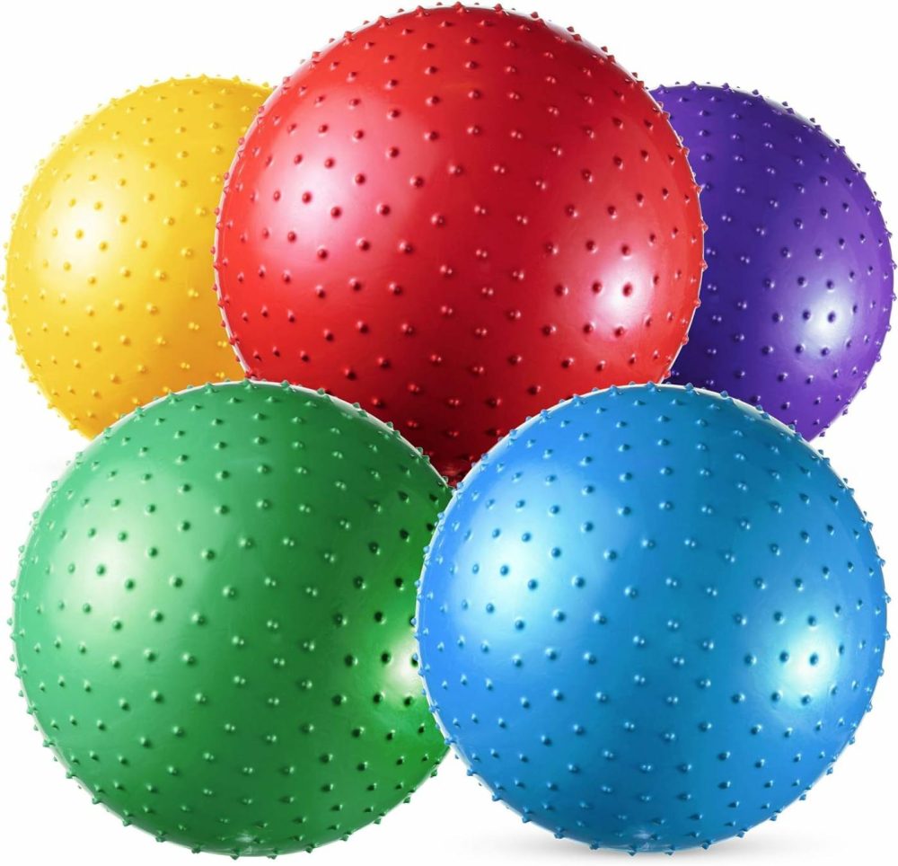 Big Knobby Bouncy Balls  Fun For Toddlers And Kids – Plus Added Hand Air Pump  Sensory Spiky Stress Balls Great For Tactile  Fidget Toys  And Party Favors  Pack Of 5  18 Inch  |  Balls All Toys Balls