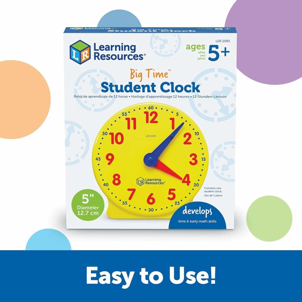 Big Time Student Clock  Teaching & Demonstration Clock  Develops Time And Early Math Skills  Ages 5+  Clock For Learning  12 Hour,Back To School Gifts  |  Teaching Clocks All Toys Teaching Clocks