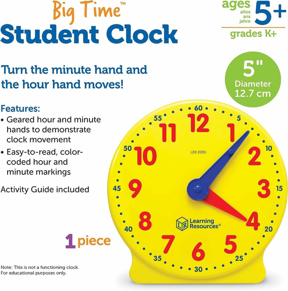 Big Time Student Clock  Teaching & Demonstration Clock  Develops Time And Early Math Skills  Ages 5+  Clock For Learning  12 Hour,Back To School Gifts  |  Teaching Clocks All Toys Teaching Clocks