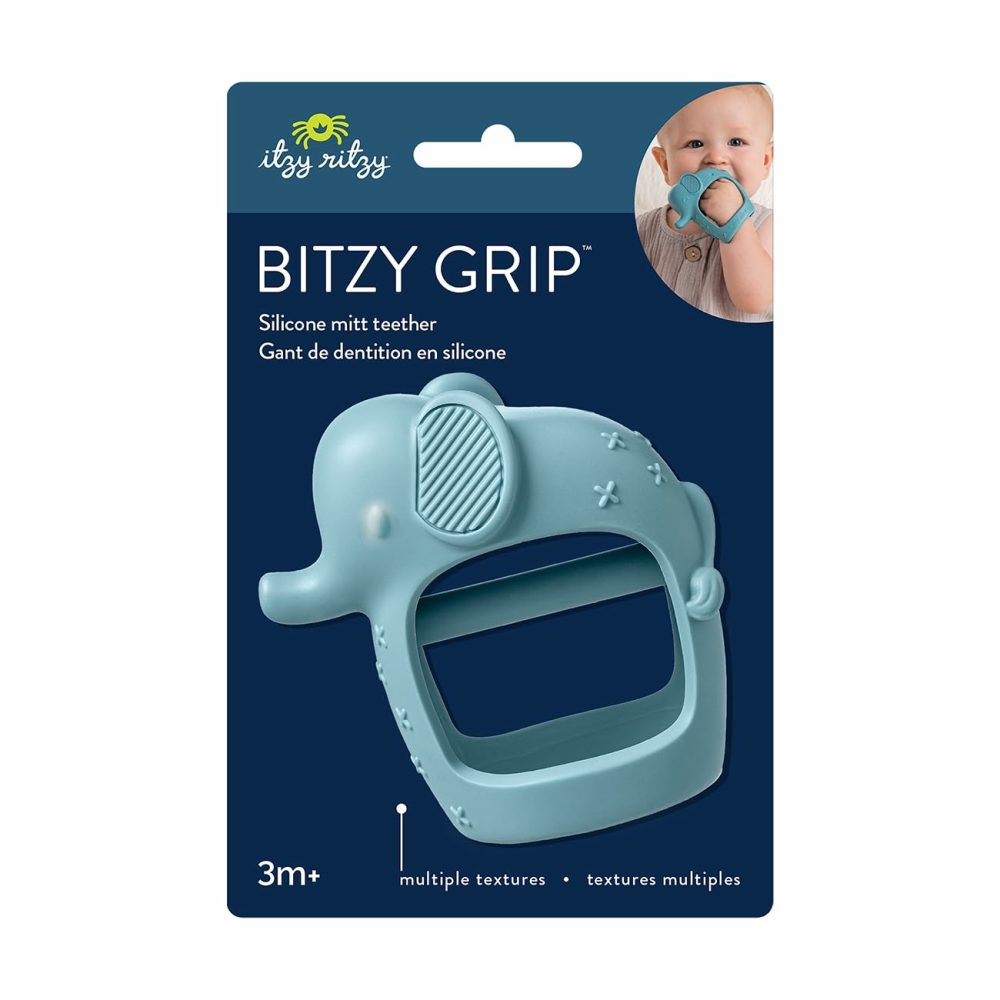 Bitzy Grip – Silicone Developmental Teether With Easy-To-Hold Hand Grip  Designed For Ages 3 Months And Up  Elephant  |  Teethers All Toys Elephant