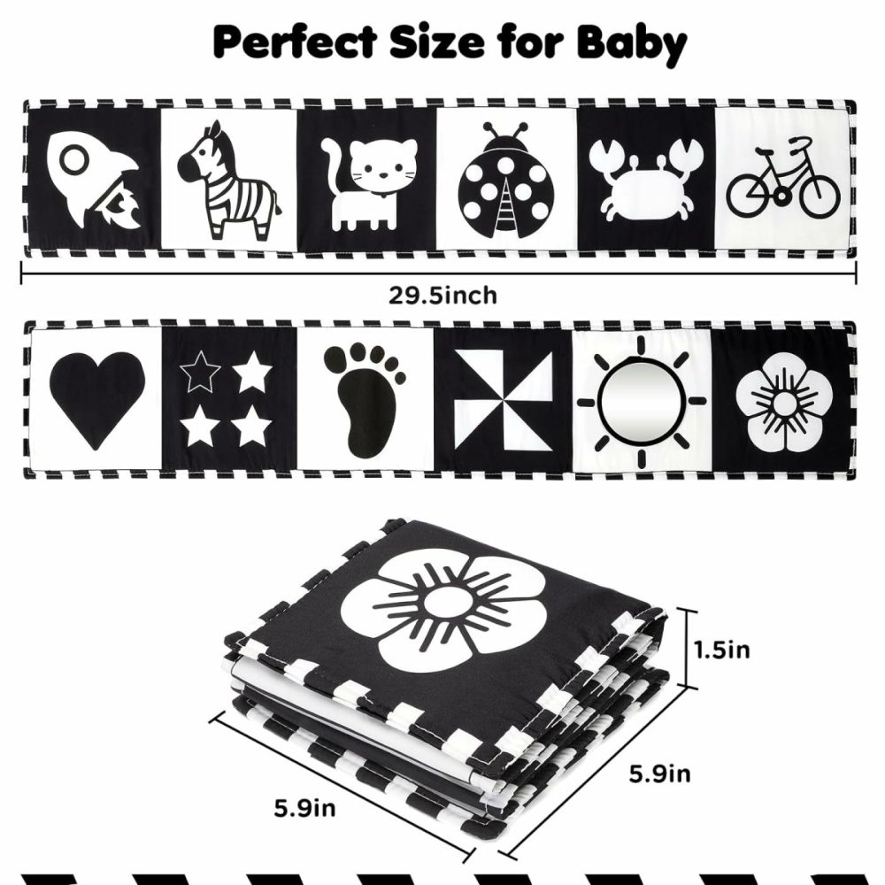 Black And White Baby Toys 0-3 Months  High Contrast Newborn Toys 0-3 Months Brain Development  Tummy Time Toys  Soft Baby Book  Infant Toys 0-6-12 Months Visual Stimulation Montessori Toy Gift  |  Mirrors All Toys Mirrors