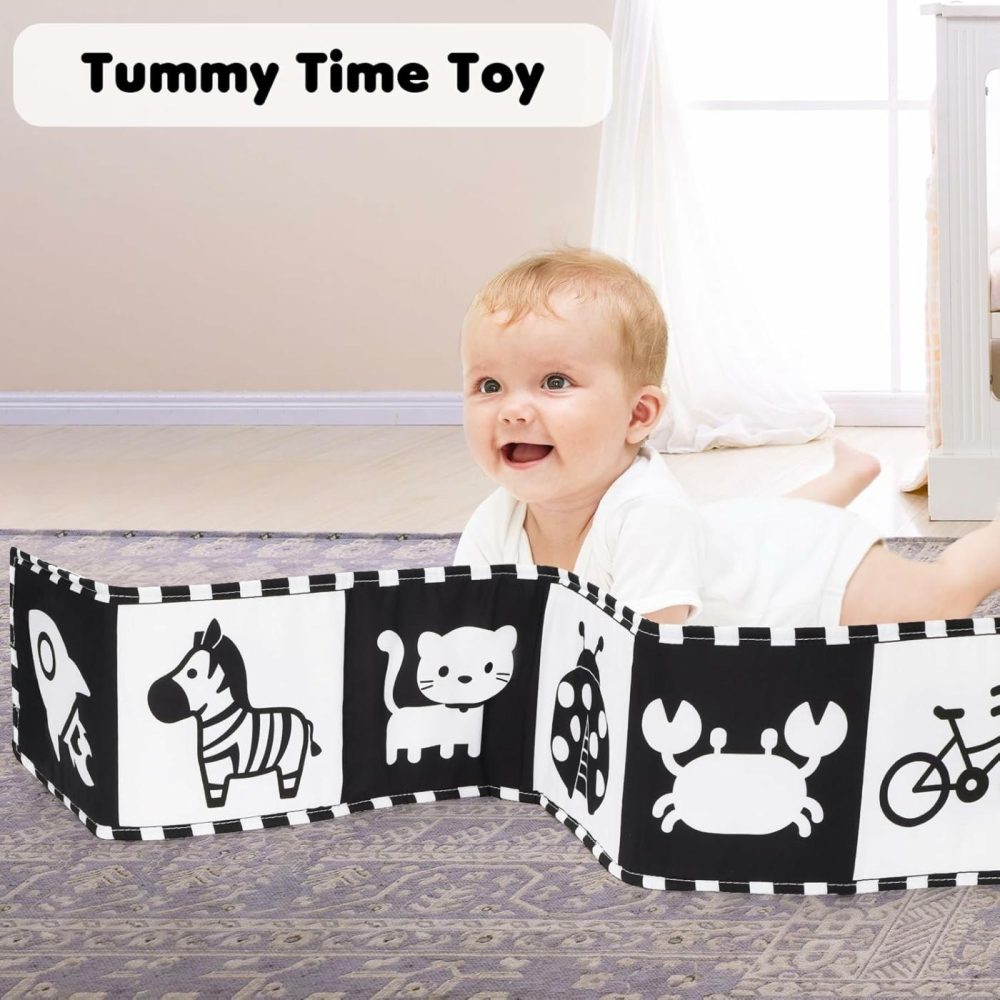 Black And White Baby Toys 0-3 Months  High Contrast Newborn Toys 0-3 Months Brain Development  Tummy Time Toys  Soft Baby Book  Infant Toys 0-6-12 Months Visual Stimulation Montessori Toy Gift  |  Mirrors All Toys Mirrors