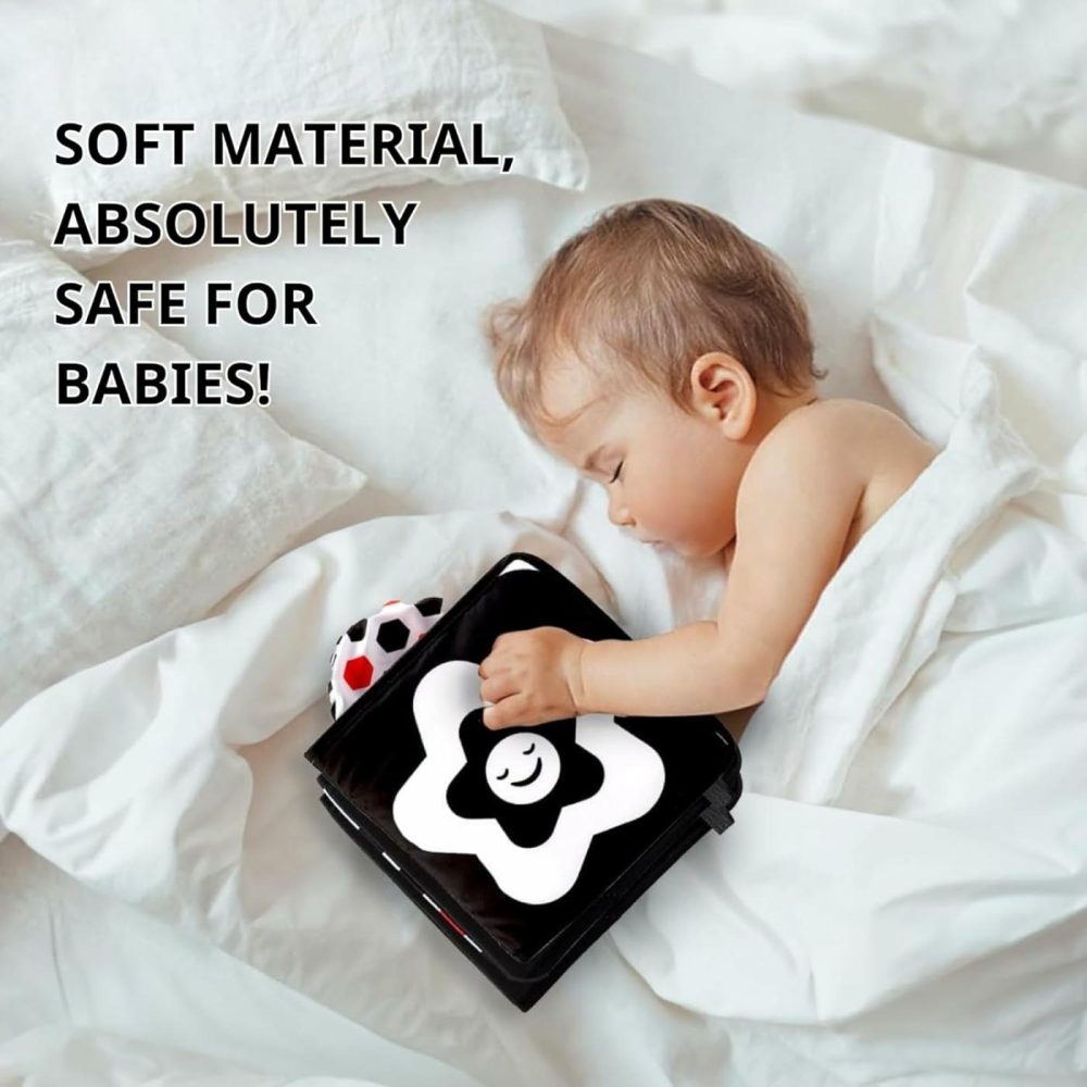 Black And White Baby Toys – High Contrast Soft Sensory Book With Mirror For Newborn Development  Perfect Tummy Time Toy For Infants 0-12 Months  |  Mirrors All Toys Colorful