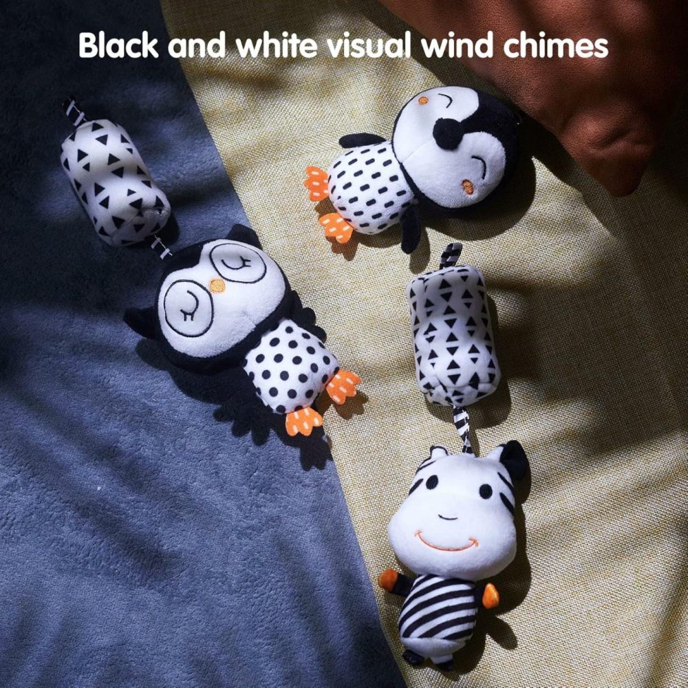 Black And White Baby Toys For 3 6 9 12 Months,Plush Hanging Rattles,Newborn Stroller Toys For Boys And Girls,4 Pack  |  Car Seat & Stroller Toys All Toys Car Seat & Stroller Toys