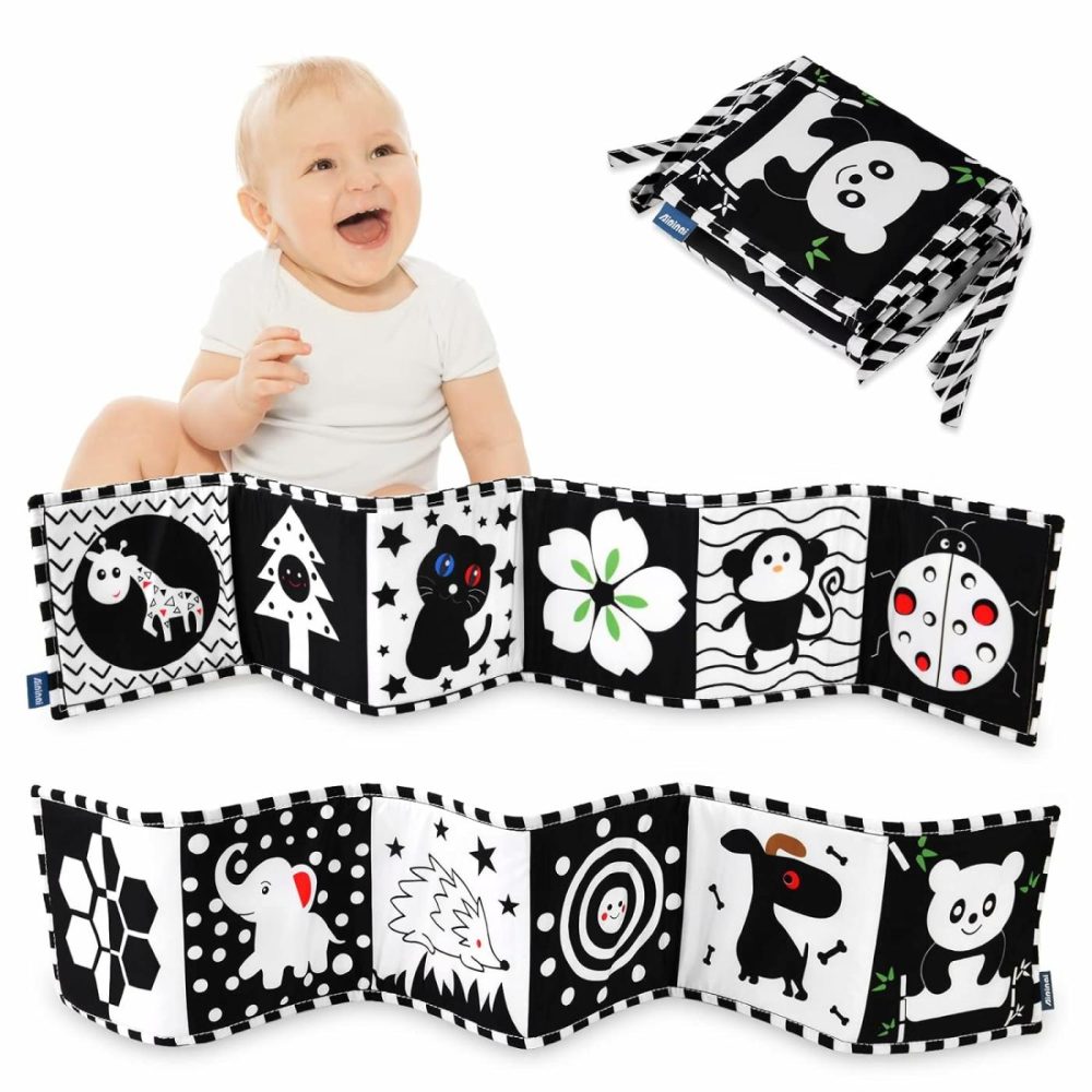 Black And White Baby Toys  High Contrast Baby Book For Newborn 0-3 3-6 Months  Infant Tummy Time Toys  Early Education Sensory Toys  Visual Stimulation Folding Cloth Book For Boys Girls  |  Car Seat & Stroller Toys All Toys black&white Beetle