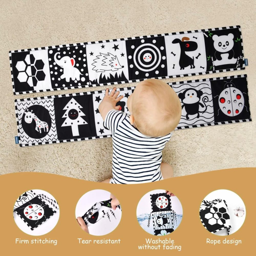 Black And White Baby Toys  High Contrast Baby Book For Newborn 0-3 3-6 Months  Infant Tummy Time Toys  Early Education Sensory Toys  Visual Stimulation Folding Cloth Book For Boys Girls  |  Car Seat & Stroller Toys All Toys black&white Beetle