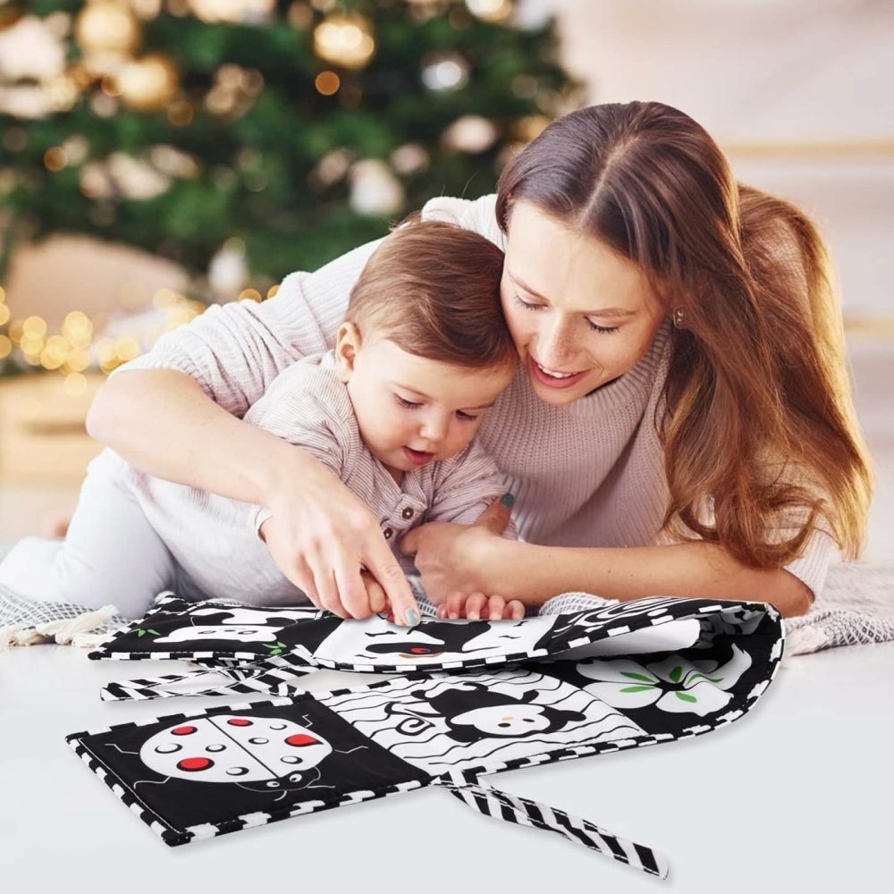 Black And White Baby Toys  High Contrast Baby Book For Newborn 0-3 3-6 Months  Infant Tummy Time Toys  Early Education Sensory Toys  Visual Stimulation Folding Cloth Book For Boys Girls  |  Car Seat & Stroller Toys All Toys black&white Beetle