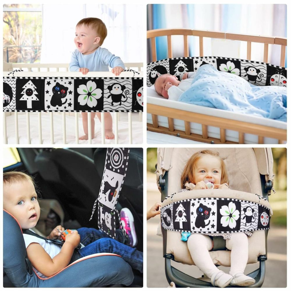 Black And White Baby Toys  High Contrast Baby Book For Newborn 0-3 3-6 Months  Infant Tummy Time Toys  Early Education Sensory Toys  Visual Stimulation Folding Cloth Book For Boys Girls  |  Car Seat & Stroller Toys All Toys black&white Beetle