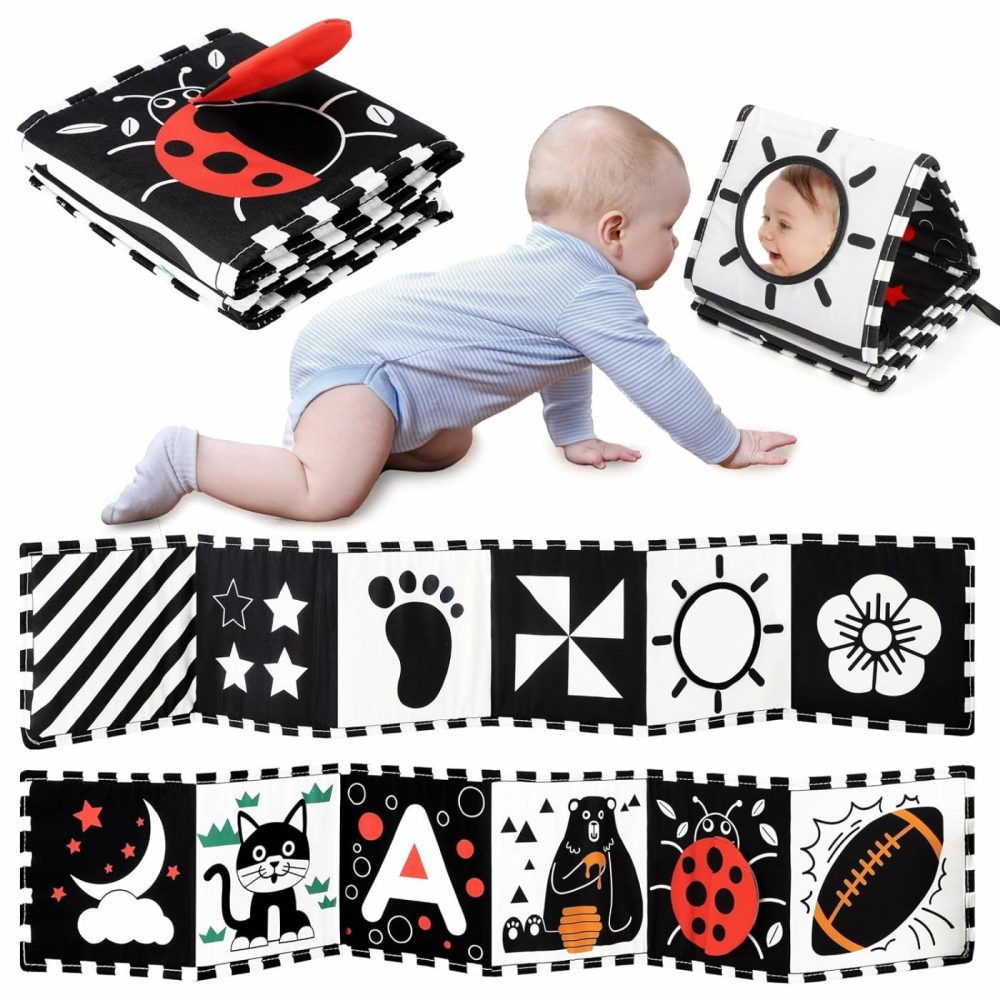 Black And White Baby Toys  High Contrast Newborn Toys 0-3 Months Brain Development  Tummy Time Toys  Soft Baby Book  Infant Sensory Toys 0-6-12 Months Visual Stimulation Montessori Toy Gift  |  Mirrors All Toys Mirrors