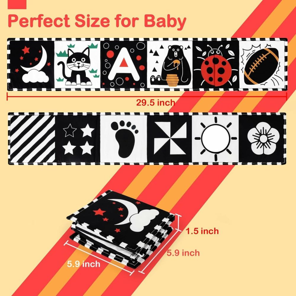 Black And White Baby Toys  High Contrast Newborn Toys 0-3 Months Brain Development  Tummy Time Toys  Soft Baby Book  Infant Sensory Toys 0-6-12 Months Visual Stimulation Montessori Toy Gift  |  Mirrors All Toys Mirrors