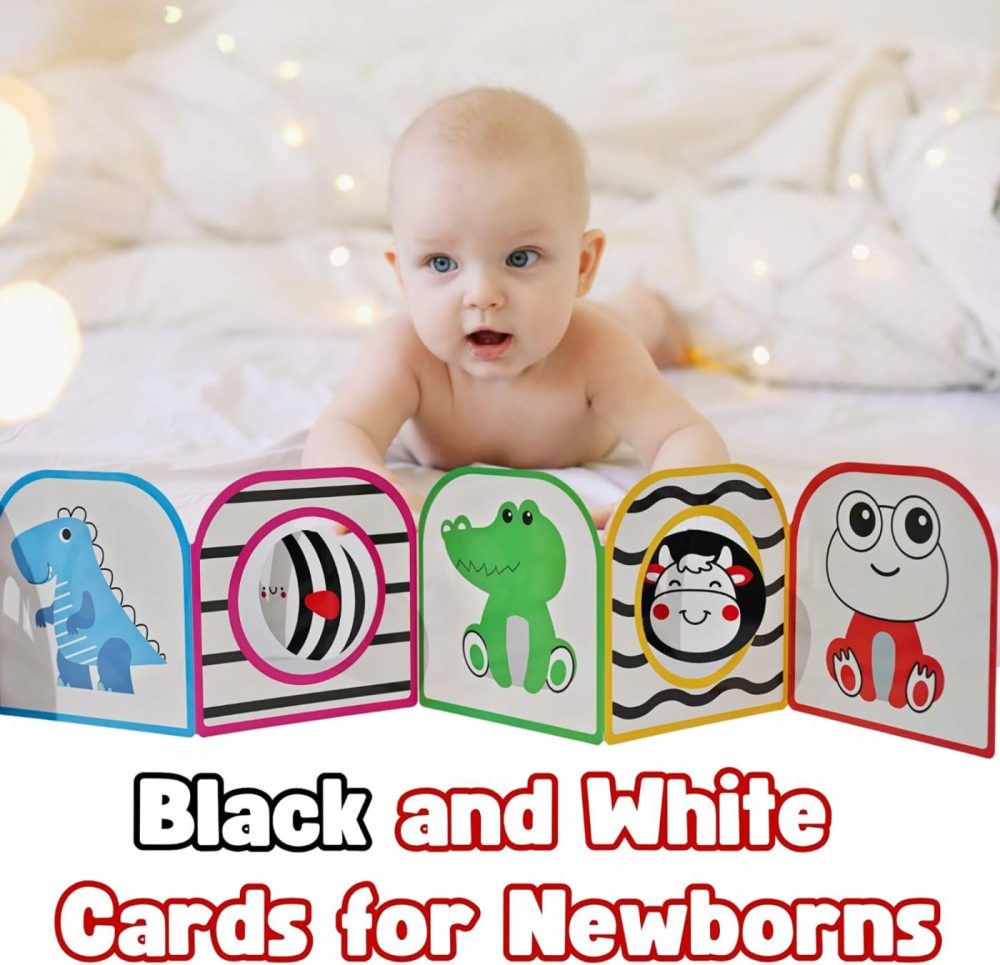 Black And White Baby Toys With Mirror – High Contrast Sensory Board Book For Newborn  Soothing Musical Toy For Babies 0-12 Months – Brain Development & Tummy Time Activities  |  Electronic Early Development Toys All Toys Black, White & Red