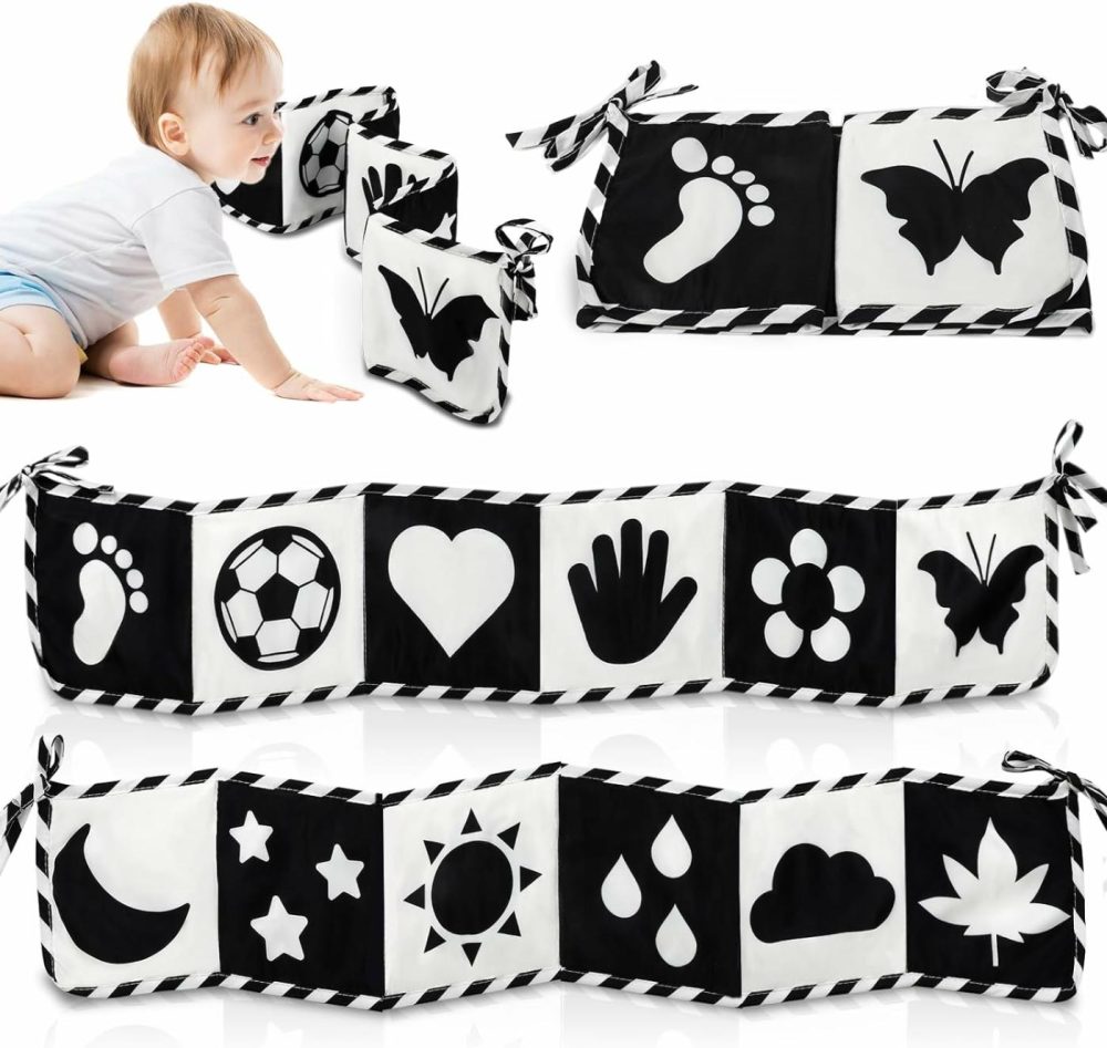 Black And White High Contrast Baby Toys 0-3 3-6 Months  Tummy Time Toys  Newborn Infant Toys 0-6 Months  Soft Book Sensory Toys For Babies  Crinkle Books For Babies  |  Car Seat & Stroller Toys All Toys Car Seat & Stroller Toys