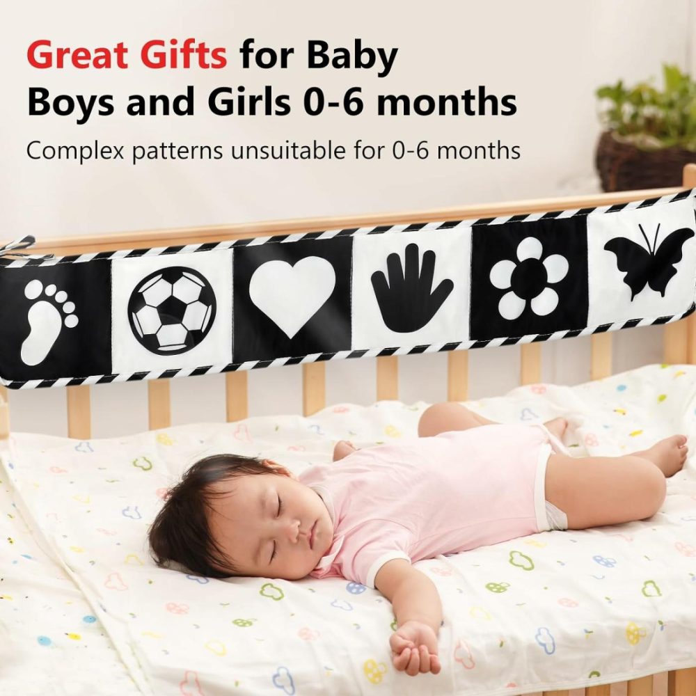 Black And White High Contrast Baby Toys 0-3 3-6 Months  Tummy Time Toys  Newborn Infant Toys 0-6 Months  Soft Book Sensory Toys For Babies  Crinkle Books For Babies  |  Car Seat & Stroller Toys All Toys Car Seat & Stroller Toys