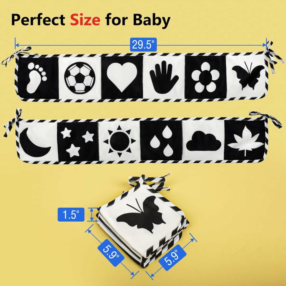 Black And White High Contrast Baby Toys 0-3 3-6 Months  Tummy Time Toys  Newborn Infant Toys 0-6 Months  Soft Book Sensory Toys For Babies  Crinkle Books For Babies  |  Car Seat & Stroller Toys All Toys Car Seat & Stroller Toys