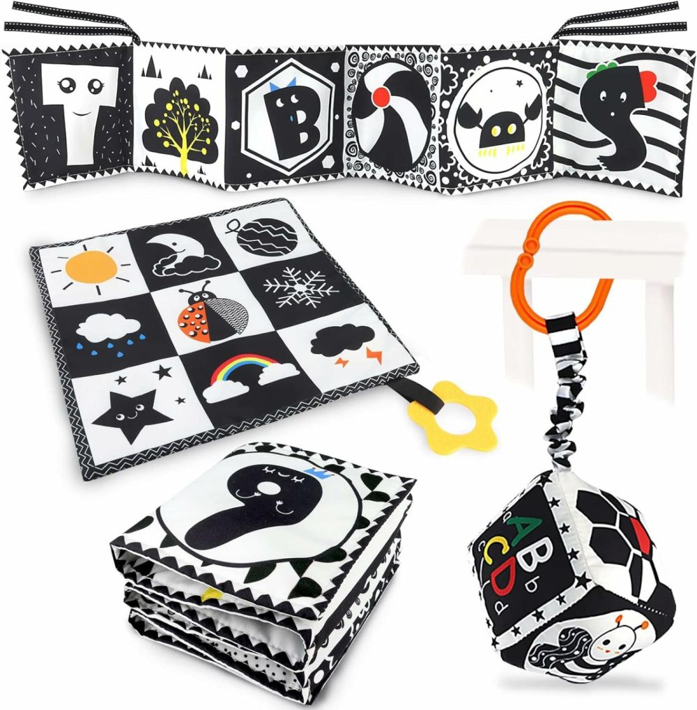 Black And White High Contrast Baby Toys 0-3 Months For Newborn  Montessori Toys Sensory Infant Tummy Time Toys Baby Essentials 0-6 Gifts  |  Car Seat & Stroller Toys All Toys Car Seat & Stroller Toys