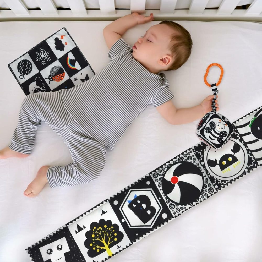 Black And White High Contrast Baby Toys 0-3 Months For Newborn  Montessori Toys Sensory Infant Tummy Time Toys Baby Essentials 0-6 Gifts  |  Car Seat & Stroller Toys All Toys Car Seat & Stroller Toys