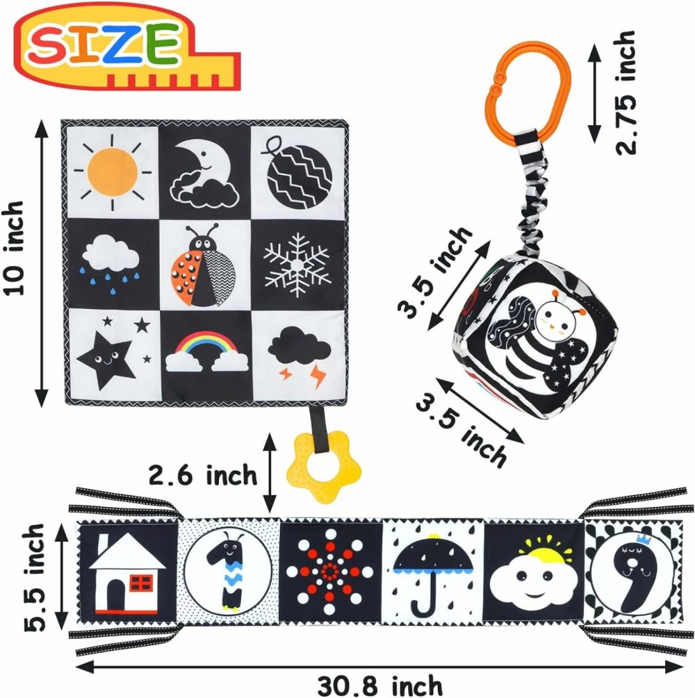 Black And White High Contrast Baby Toys 0-3 Months For Newborn  Montessori Toys Sensory Infant Tummy Time Toys Baby Essentials 0-6 Gifts  |  Car Seat & Stroller Toys All Toys Car Seat & Stroller Toys