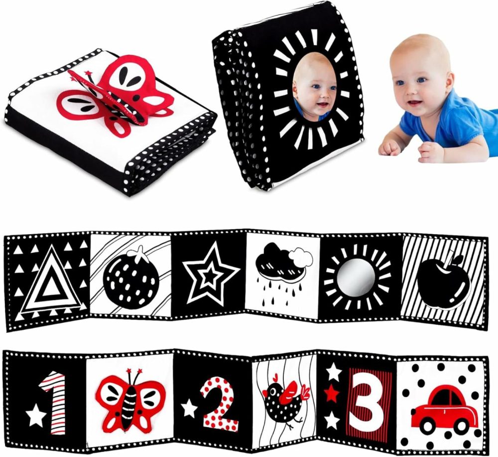 Black And White High Contrast Baby Toys – Newborn Toys 0 3 Months Brain Development – Soft Crinkle Books Tummy Time Toys – Infant Montessori Sensory Toys 0 6 12 Months Baby Boy Girl Gifts  |  Car Seat & Stroller Toys All Toys Car Seat & Stroller Toys