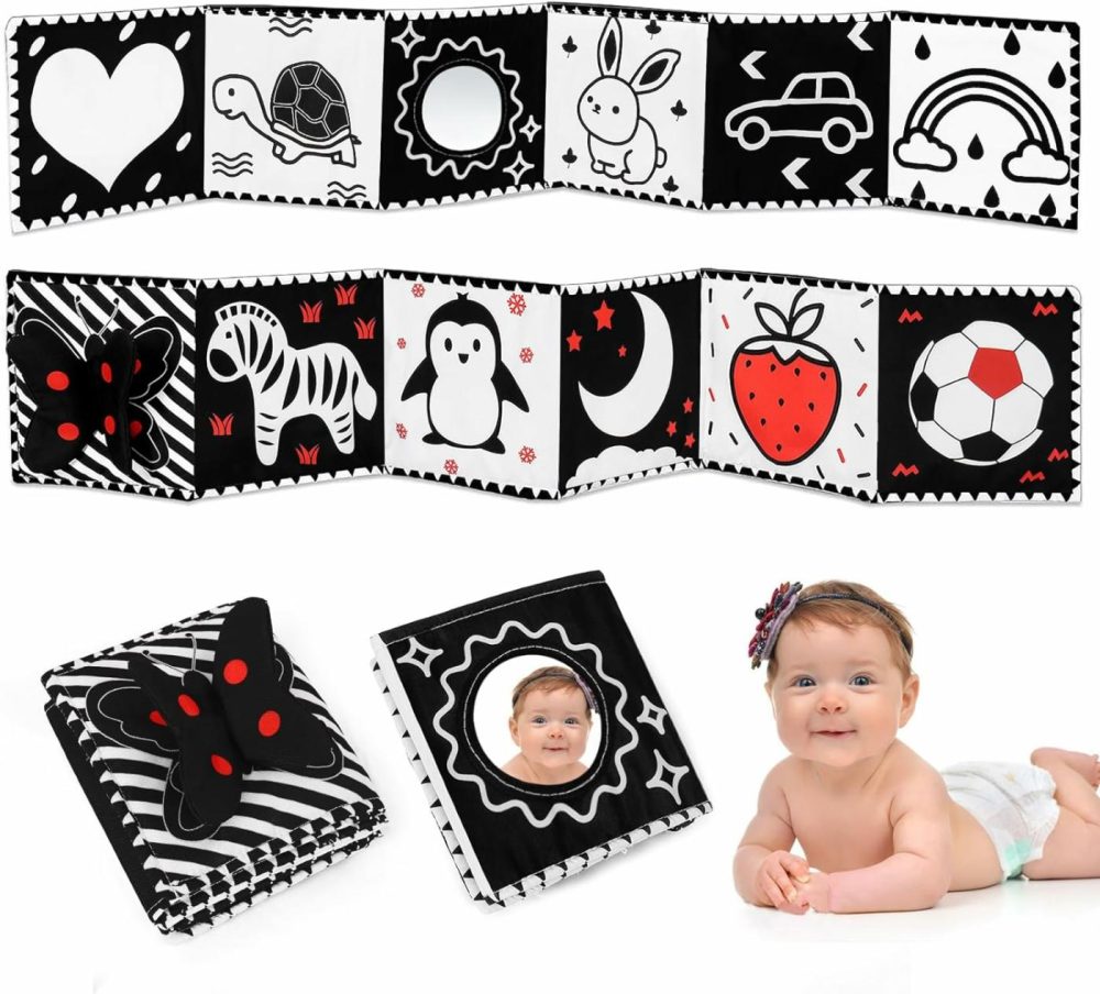 Black And White High Contrast Baby Toys,Baby Soft Books 0-6 Months,A Soft Baby Book For Brain Development In Newborns Aged 6-12 Months,Montessori Learning Toys For Infants Aged 0-3 3-6 Months  |  Car Seat & Stroller Toys All Toys Car Seat & Stroller Toys