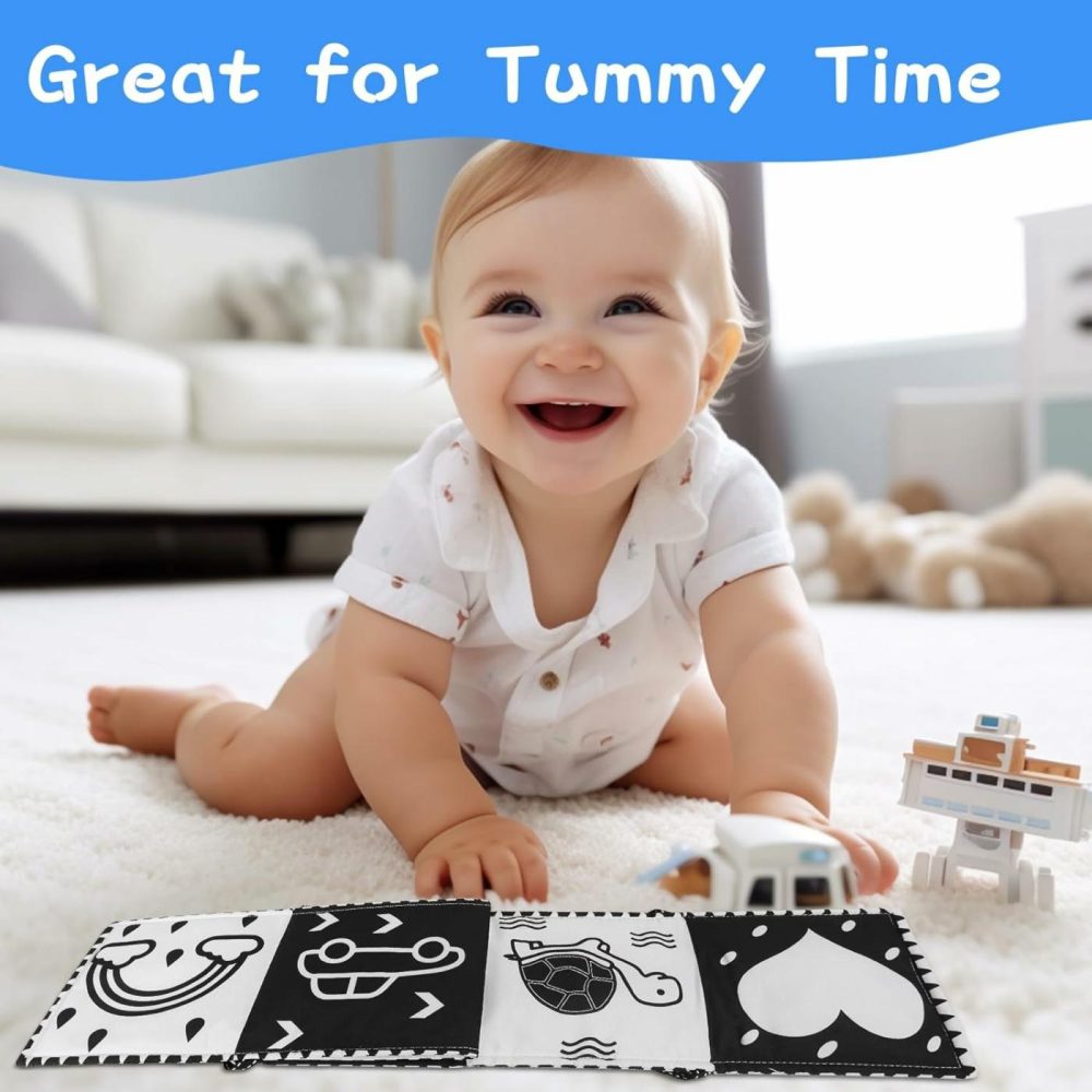 Black And White High Contrast Baby Toys,Baby Soft Books 0-6 Months,A Soft Baby Book For Brain Development In Newborns Aged 6-12 Months,Montessori Learning Toys For Infants Aged 0-3 3-6 Months  |  Car Seat & Stroller Toys All Toys Car Seat & Stroller Toys