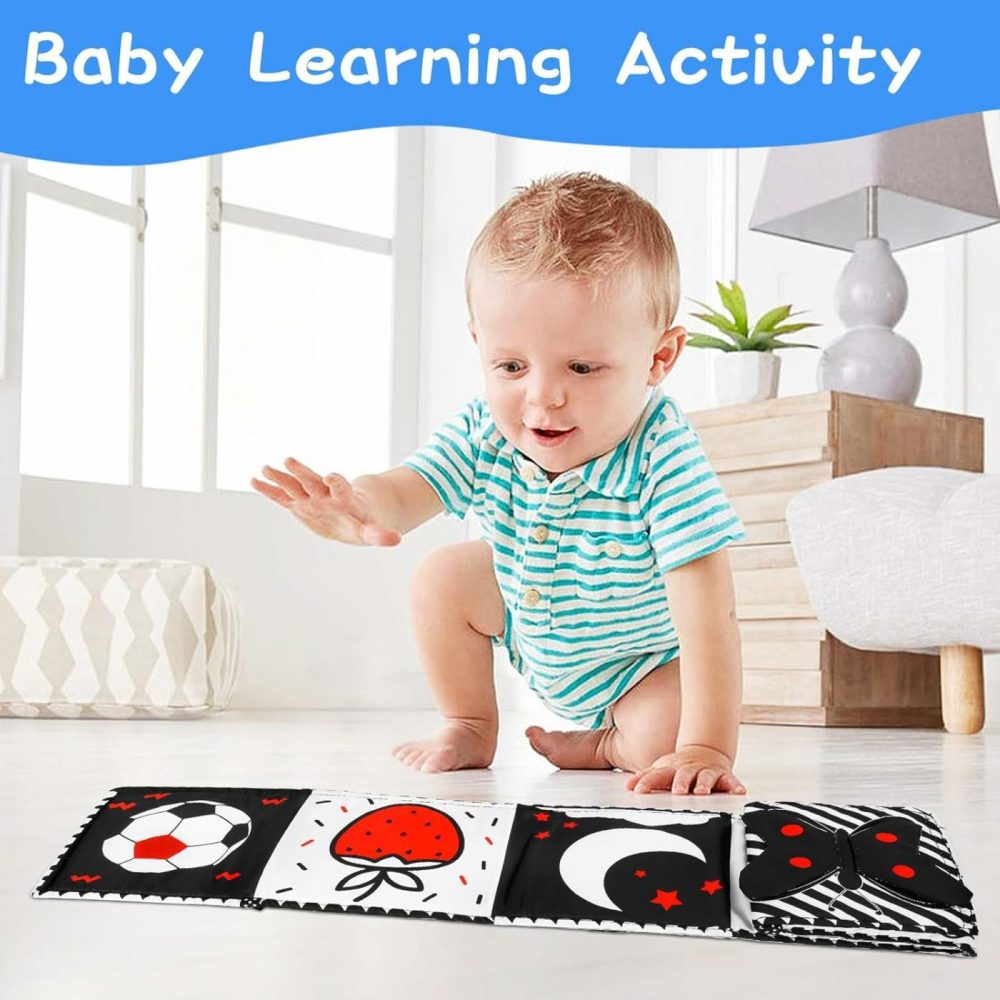 Black And White High Contrast Baby Toys,Baby Soft Books 0-6 Months,A Soft Baby Book For Brain Development In Newborns Aged 6-12 Months,Montessori Learning Toys For Infants Aged 0-3 3-6 Months  |  Car Seat & Stroller Toys All Toys Car Seat & Stroller Toys