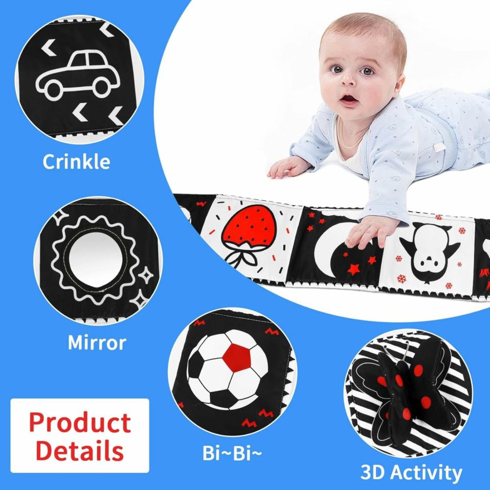 Black And White High Contrast Baby Toys,Baby Soft Books 0-6 Months,A Soft Baby Book For Brain Development In Newborns Aged 6-12 Months,Montessori Learning Toys For Infants Aged 0-3 3-6 Months  |  Car Seat & Stroller Toys All Toys Car Seat & Stroller Toys