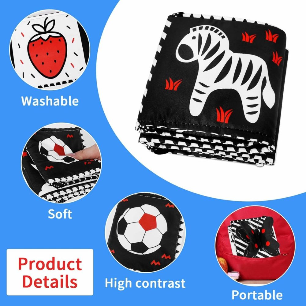 Black And White High Contrast Baby Toys,Baby Soft Books 0-6 Months,A Soft Baby Book For Brain Development In Newborns Aged 6-12 Months,Montessori Learning Toys For Infants Aged 0-3 3-6 Months  |  Car Seat & Stroller Toys All Toys Car Seat & Stroller Toys