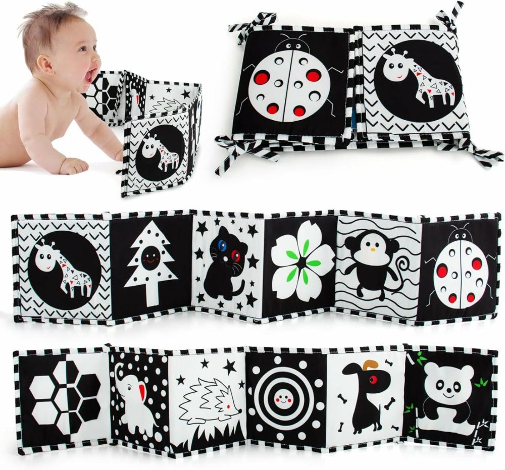 Black And White High Contrast Soft Book For Babies 0-12 Months – Early Education Infant Tummy Time And Sensory Toys  Montessori Cloth Book Activities  |  Car Seat & Stroller Toys All Toys Car Seat & Stroller Toys