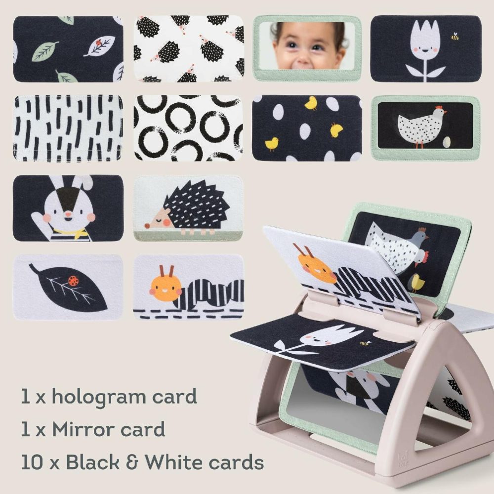 Black & White Rattling Spinning Book High Contrast Newborn Baby Toy 0-6 6-12 Months With Mirror For Visual Stimulation  Tummy Time & Early Cognitive Development  Montessori Learning Activity  |  Teethers All Toys Teethers