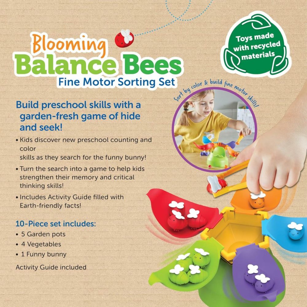 Blooming Balance Bees Fine Motor Sorting Eco Friendly Set – Preschool Learning Activities For Kids Ages 3+  Montessori Toys For Toddlers  |  Sorting & Stacking Toys All Toys Sorting & Stacking Toys