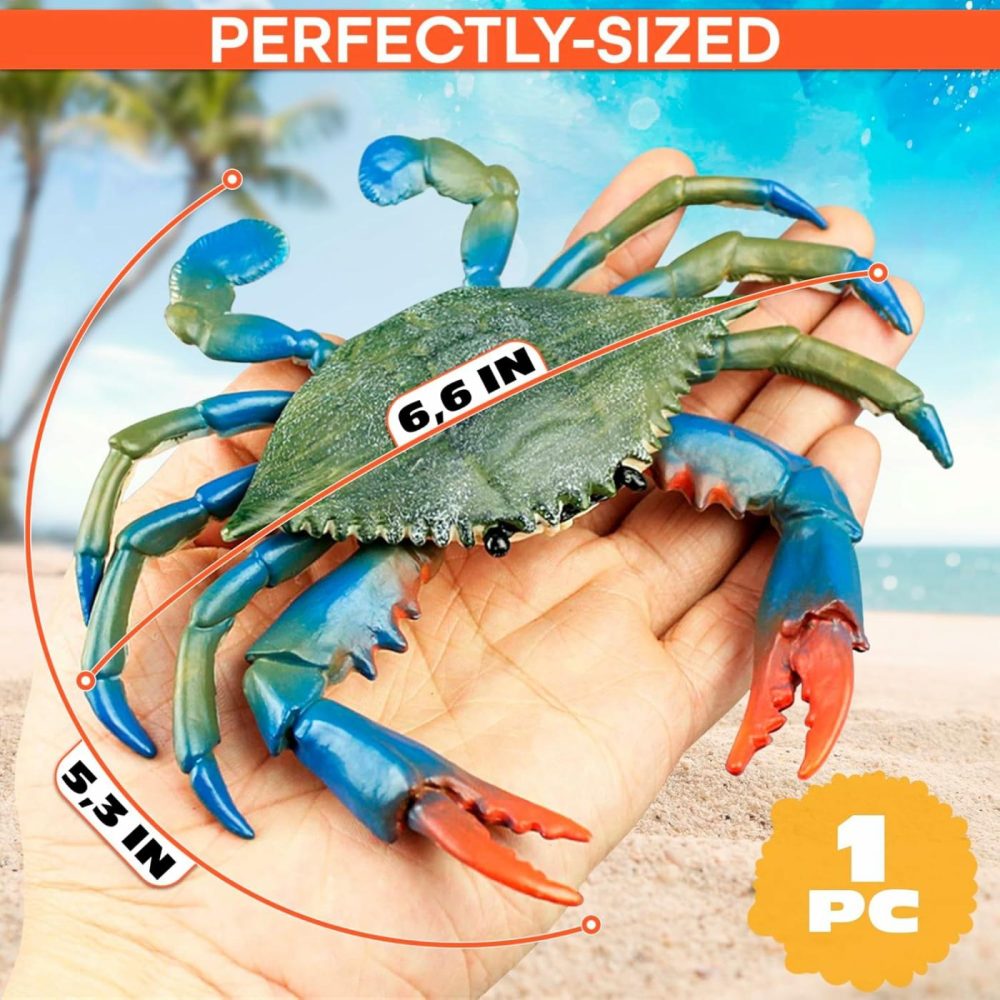 Blue Crab Tiki Bar Nursery – Plastic Crab Toy Bath Toys For Sea – Realistic Science Educational Ocean Sea Animals Figures – Creature Toys Gift For Birthday – Blue Crab Decorations Pool Toys For Beach  |  Bath Toys All Toys Bath Toys