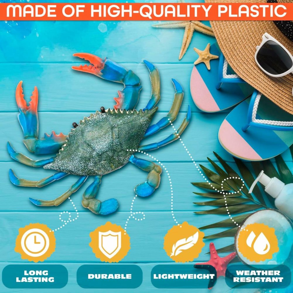 Blue Crab Tiki Bar Nursery – Plastic Crab Toy Bath Toys For Sea – Realistic Science Educational Ocean Sea Animals Figures – Creature Toys Gift For Birthday – Blue Crab Decorations Pool Toys For Beach  |  Bath Toys All Toys Bath Toys