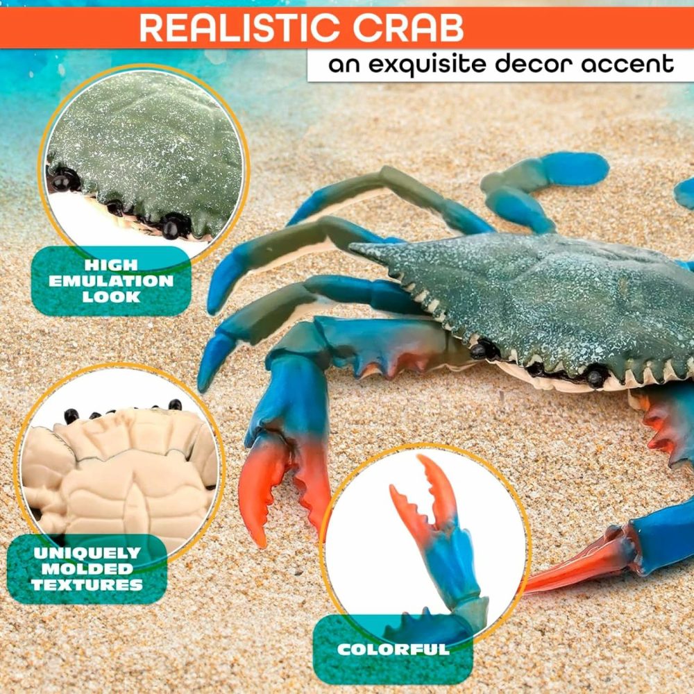 Blue Crab Tiki Bar Nursery – Plastic Crab Toy Bath Toys For Sea – Realistic Science Educational Ocean Sea Animals Figures – Creature Toys Gift For Birthday – Blue Crab Decorations Pool Toys For Beach  |  Bath Toys All Toys Bath Toys