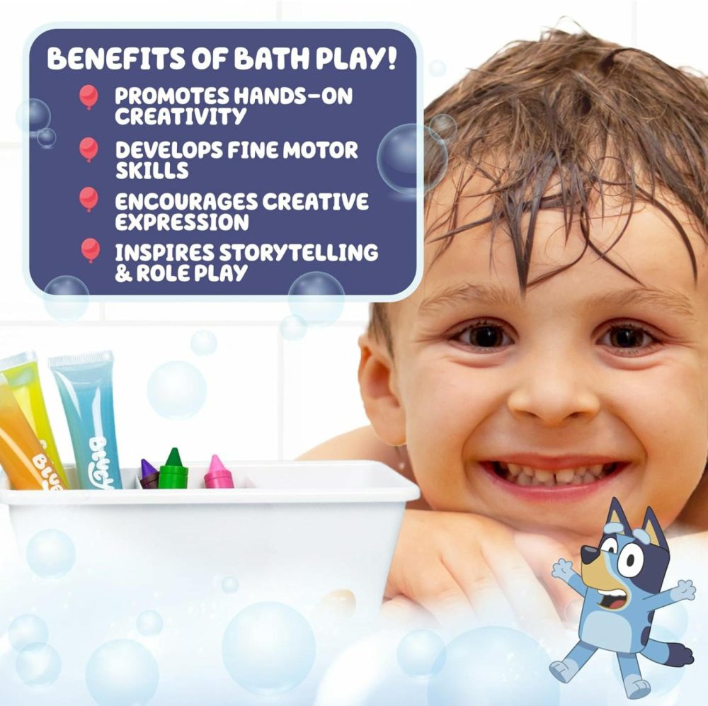 Bluey Bath Creations  9-Piece Bluey Activity Set  Fun Bluey Bath Toys  Includes Washable Bath Paints  Bath Crayons  Bath Toy Storage  Bath Paint For Toddlers 1-3  Fun Bluey Gifts  Toddler Art Supplies  |  Bath Toys All Toys Bath Toys