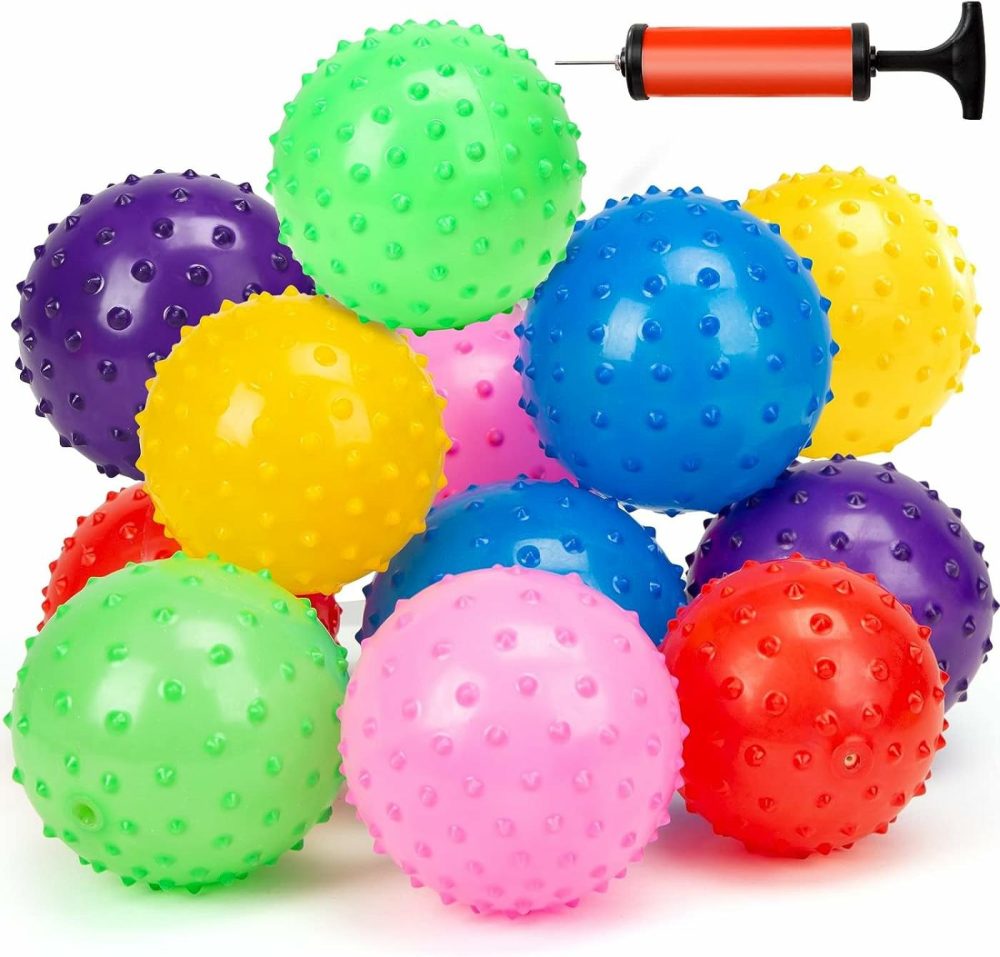 Bounce Ball  12 Pcs Sensory Balls Knobby Party Balls Massage Balls With Air Pump Set 4.72″  |  Balls All Toys Balls