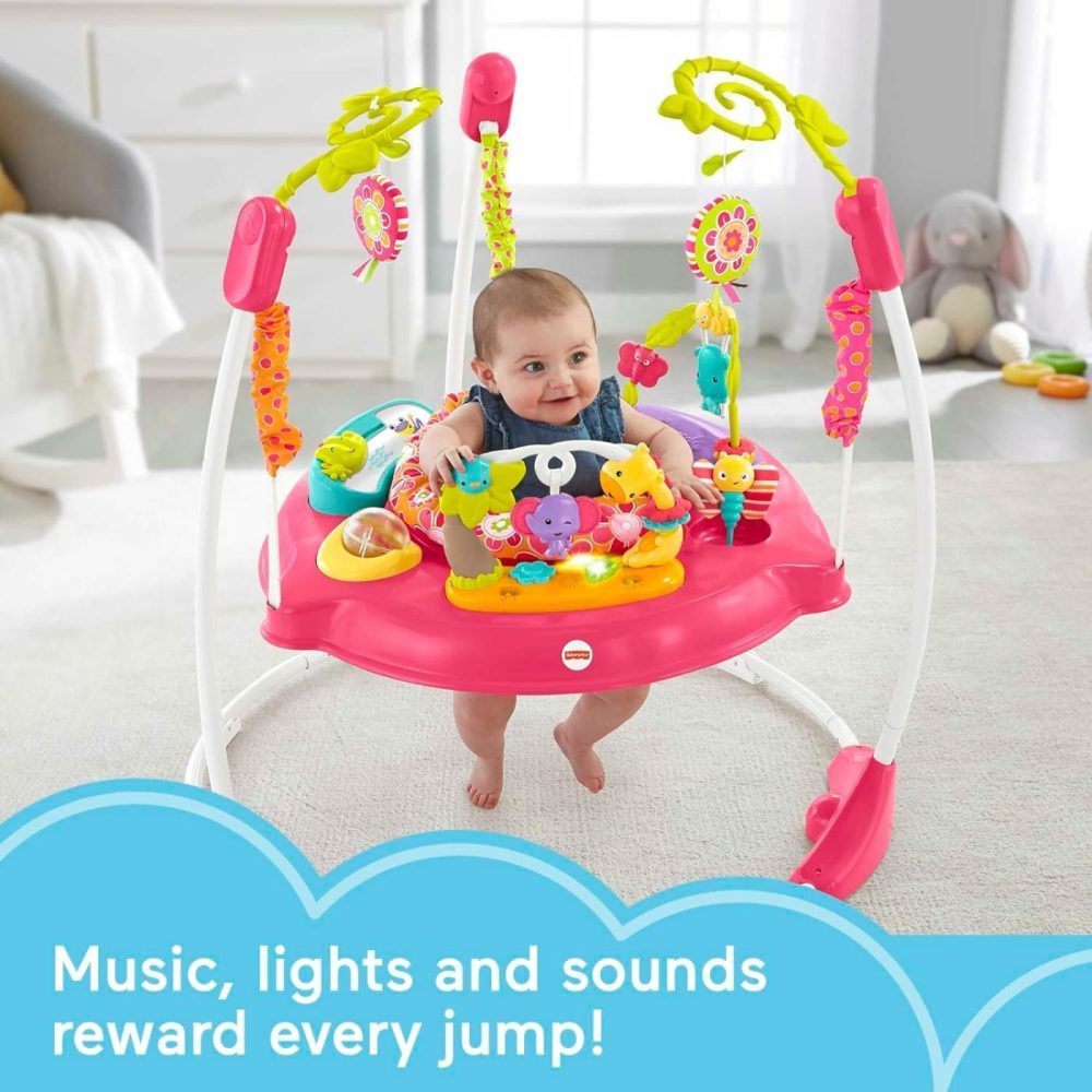 Bouncer Pink Petals Jumperoo Activity Center With Music Lights Sounds And Developmental Toys  |  Activity Centers Activity Centers Activity Centers