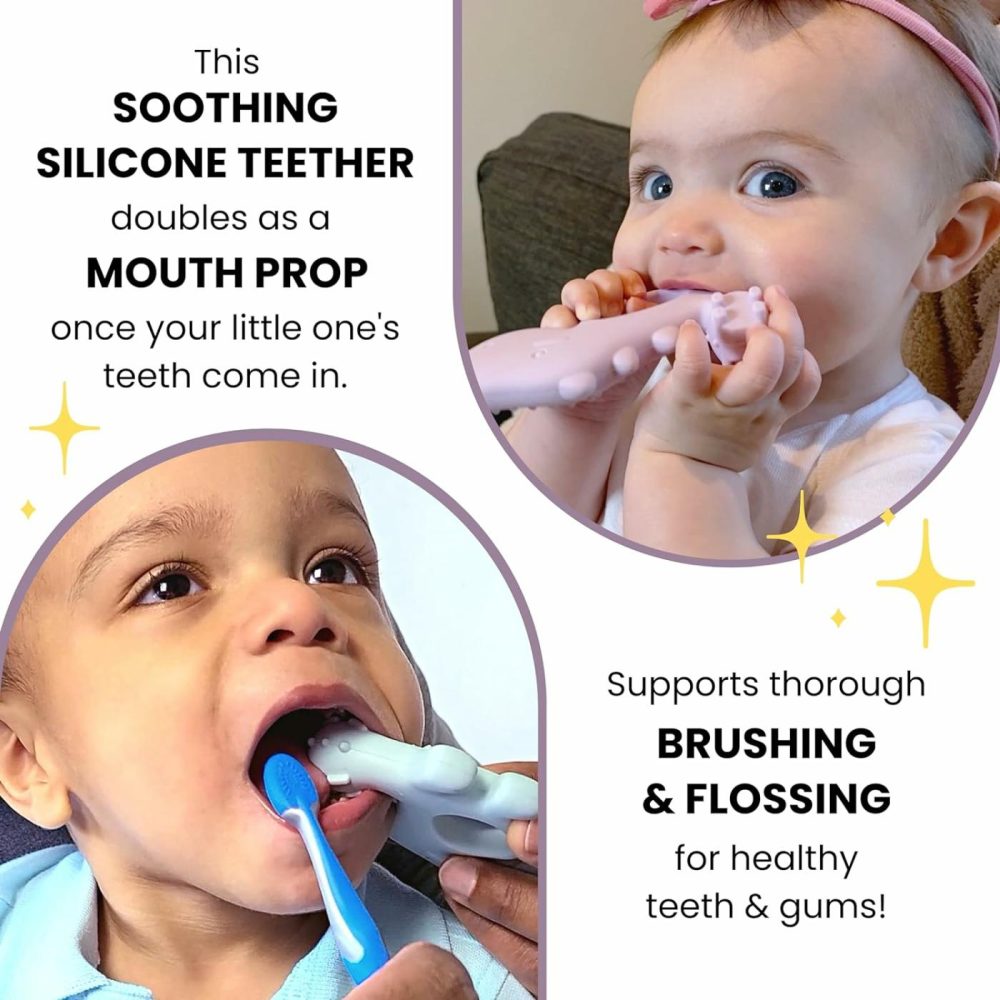 Brushing Buddy – 2-In-1 Silicone Teether And Brushing-Time Mouth Prop Toy To Make Baby And Toddler Toothbrushing And Flossing More Fun (Mint)  |  Teethers All Toys Mint