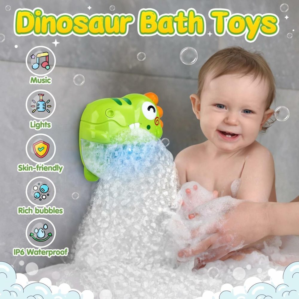 Bubble Bath Toys – Dinosaur Bath Toys With Sound & Lights  No Mold Baby Bath Toys For Toddlers  Automatic Bath Bubble Machine Bath Tub Toys Bath Bubble Maker Shower Toys For Infants Kids  |  Bath Toys All Toys Bath Toys