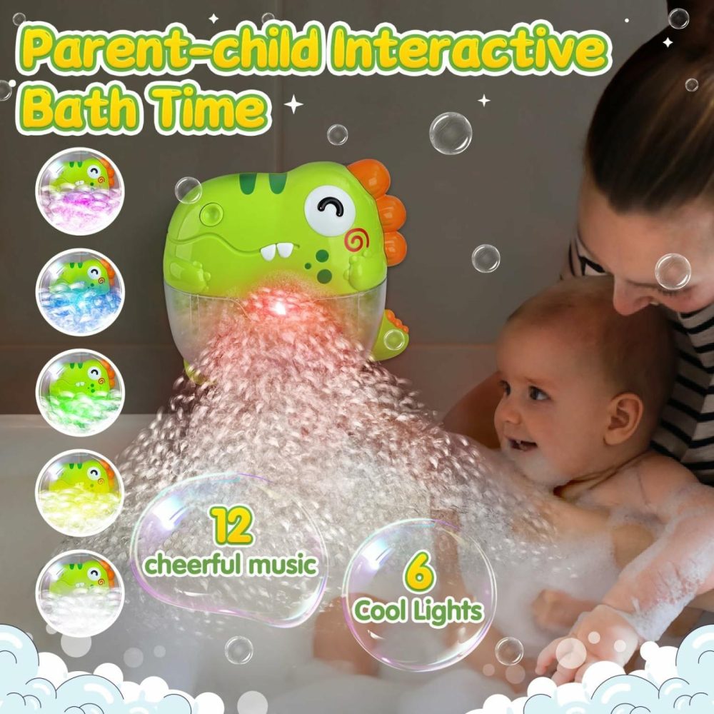 Bubble Bath Toys – Dinosaur Bath Toys With Sound & Lights  No Mold Baby Bath Toys For Toddlers  Automatic Bath Bubble Machine Bath Tub Toys Bath Bubble Maker Shower Toys For Infants Kids  |  Bath Toys All Toys Bath Toys