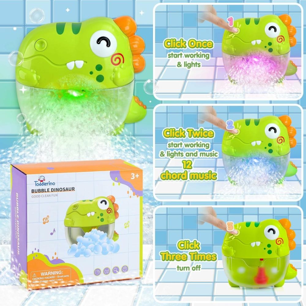 Bubble Bath Toys – Dinosaur Bath Toys With Sound & Lights  No Mold Baby Bath Toys For Toddlers  Automatic Bath Bubble Machine Bath Tub Toys Bath Bubble Maker Shower Toys For Infants Kids  |  Bath Toys All Toys Bath Toys