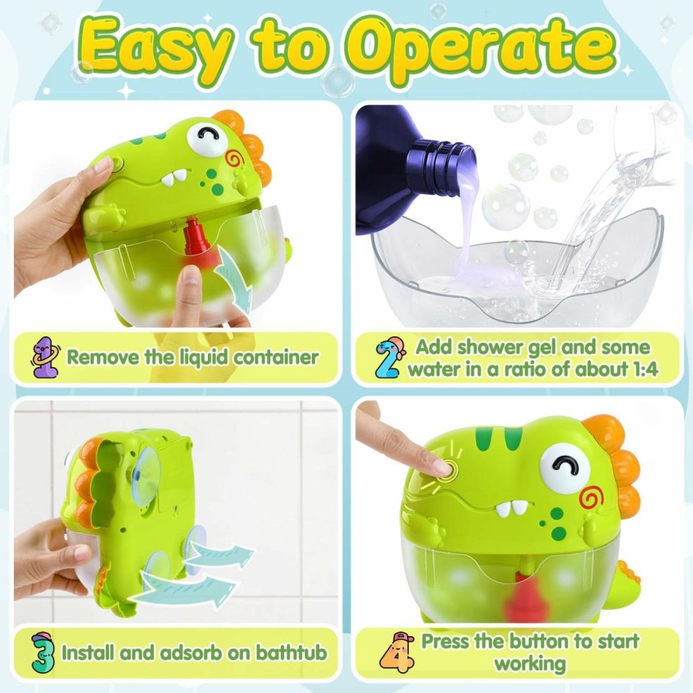 Bubble Bath Toys – Dinosaur Bath Toys With Sound & Lights  No Mold Baby Bath Toys For Toddlers  Automatic Bath Bubble Machine Bath Tub Toys Bath Bubble Maker Shower Toys For Infants Kids  |  Bath Toys All Toys Bath Toys