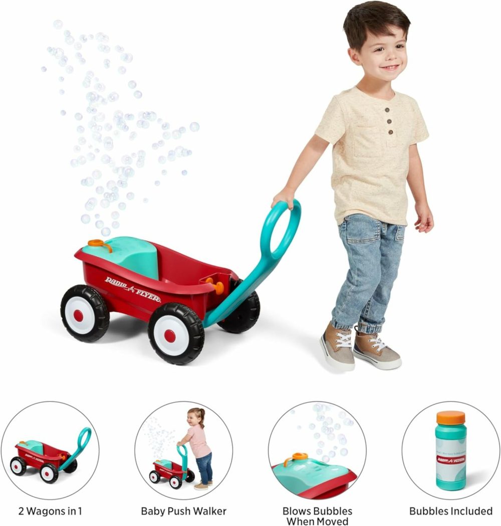 Bubble Buddy Walker Wagon  Bubble Machine For Kids  Red Baby Walker With Wheels For Ages 1-4  |  Push & Pull Toys All Toys Push & Pull Toys