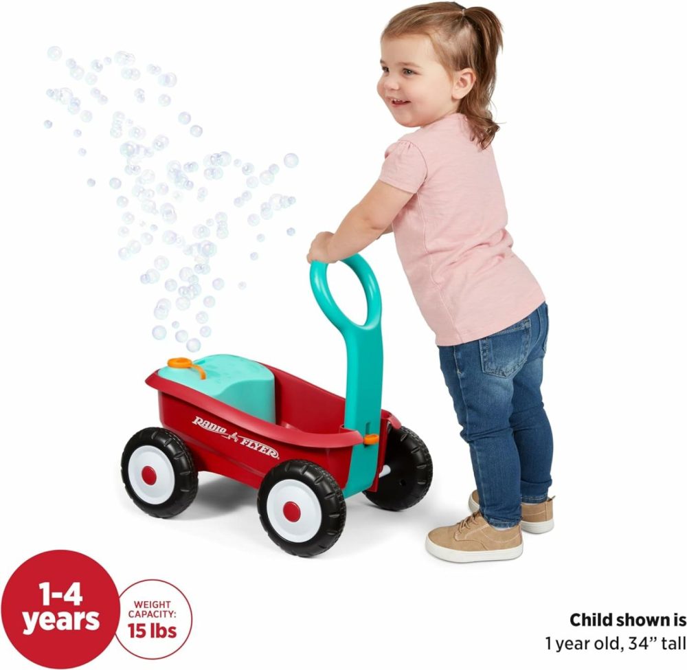 Bubble Buddy Walker Wagon  Bubble Machine For Kids  Red Baby Walker With Wheels For Ages 1-4  |  Push & Pull Toys All Toys Push & Pull Toys