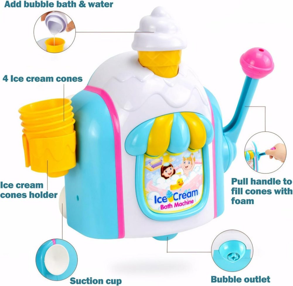 Bubble Ice Cream Maker Bath Toy  Bathtub Bubble Machine Shower Toys For Kids Toddler Age 3 4 5 6 7 8  |  Bath Toys All Toys Bath Toys