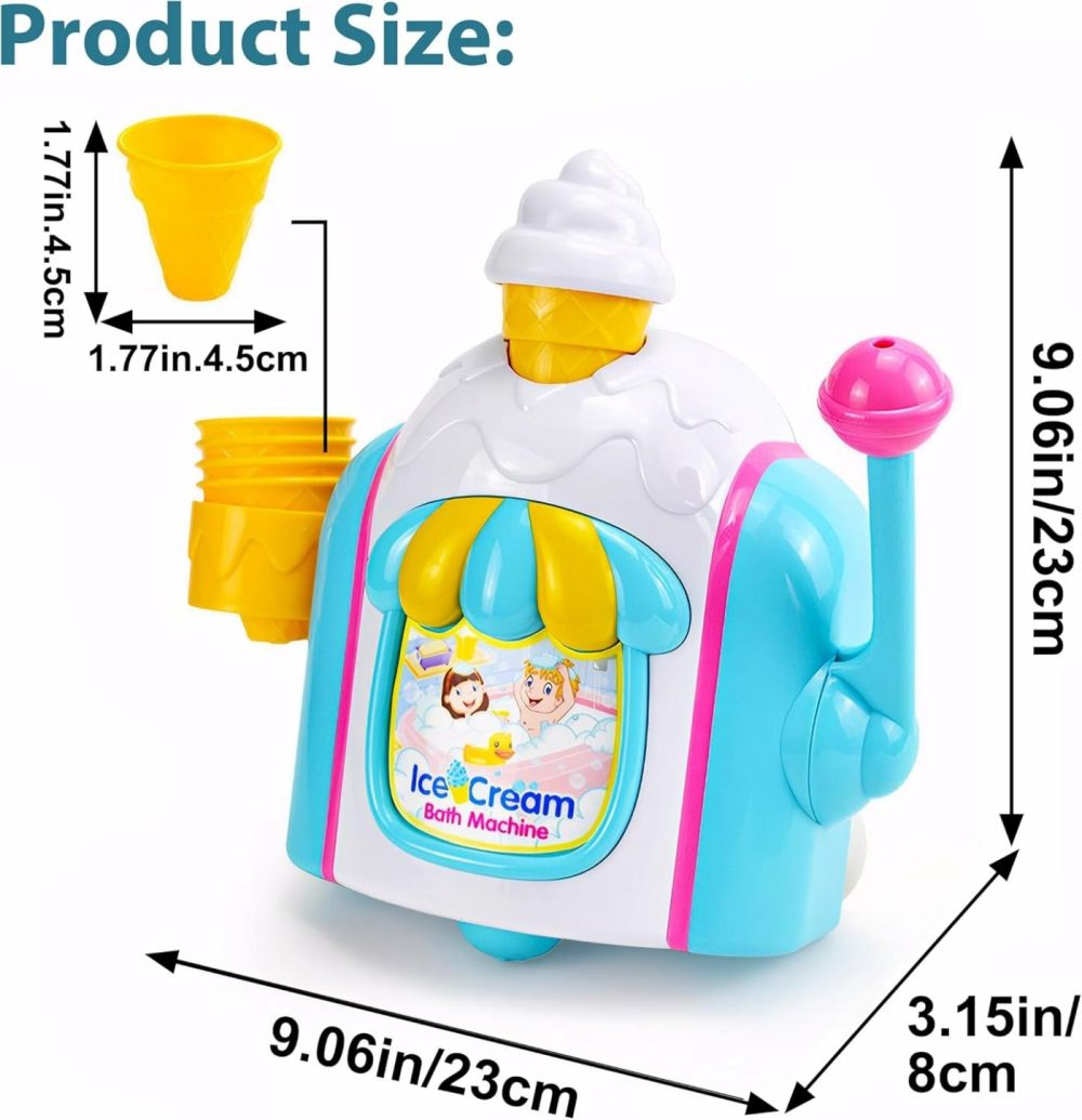 Bubble Ice Cream Maker Bath Toy  Bathtub Bubble Machine Shower Toys For Kids Toddler Age 3 4 5 6 7 8  |  Bath Toys All Toys Bath Toys