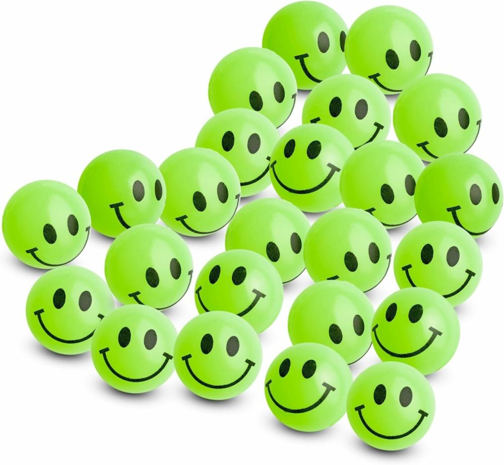 Bulk Bouncy Balls Glow In The Dark – 24 Pcs (1Inch / 27Mm) Diameter  High Bouncing  Small Rubber Smile Face Bouncing Balls For Kids  Vending Machines  Game Prize Toys  Party Favor  Gift Bag Filler  |  Balls All Toys Balls